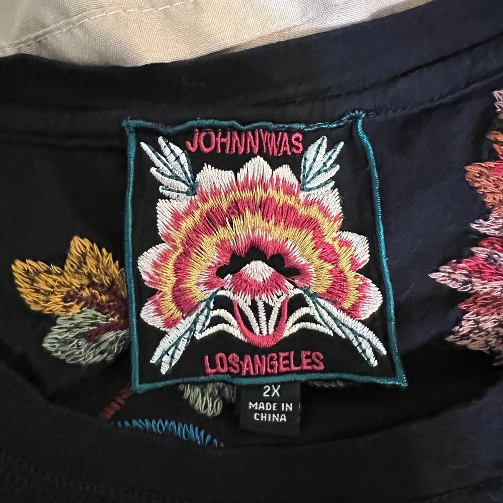 Johnny Was Colorful Floral Bird Embroidery Cotton Shirt Long Sleeve whimsigoth - Picture 12 of 14